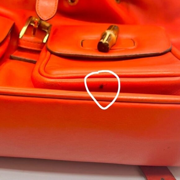 GUCCI Bamboo Backpack - Orange Leather Drawstring - Picture 9 of 15